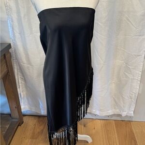 Black Satin Fringe Dress or skirt
